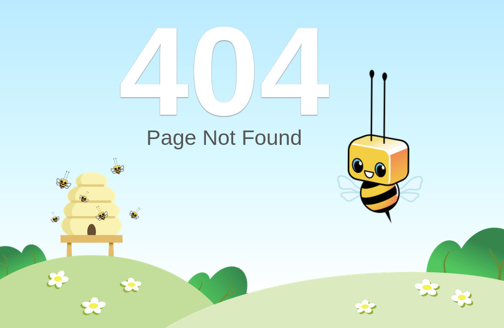 Custom 404 Page featuring Bizzy Heisenbug
