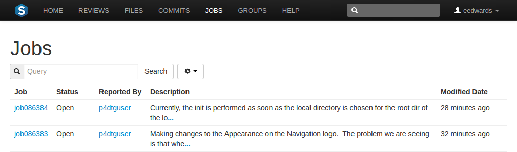 The Jobs page