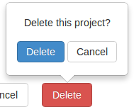 Project Delete confirmation tooltip
