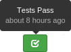 A tooltip showing the test status and timestamp